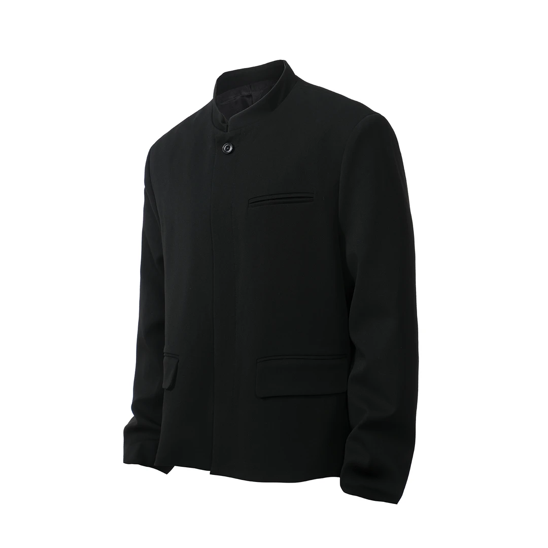 TERRAINCOGNITA24AW新中式立领珍珠西装休闲宽松薄垫肩版型挺阔