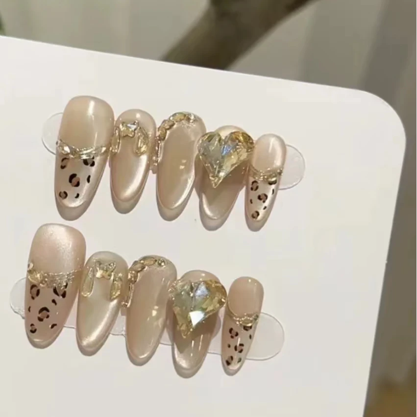 15【豹富】穿戴甲指尖显白美甲高级氛围感猫眼法式豹纹可拆卸