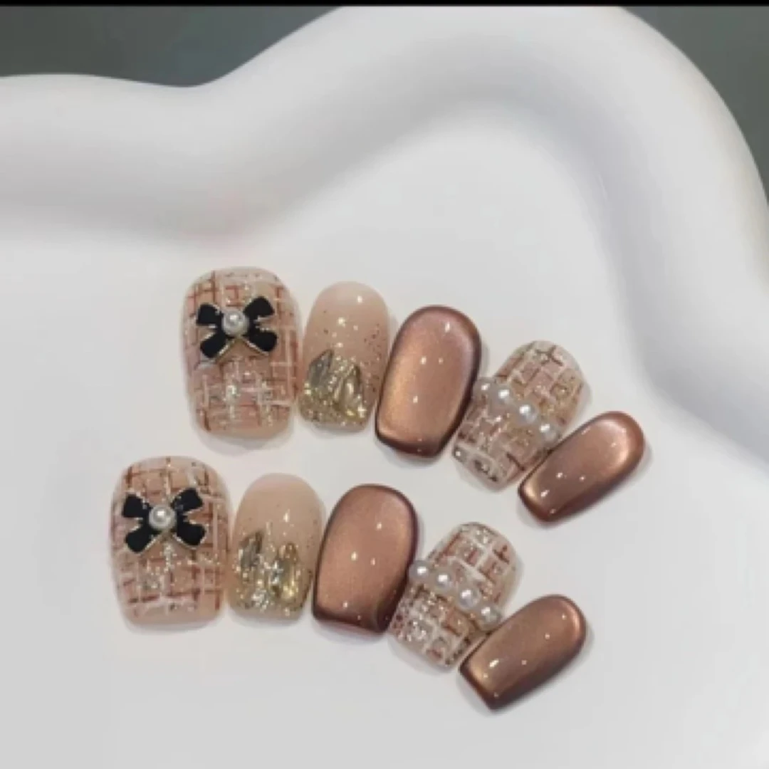 【千金归来新款穿戴式小香风格纹美甲奢高级时尚显白款指甲片