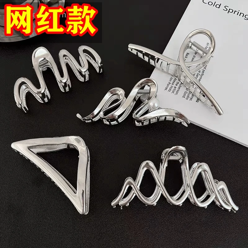 SHIYAMEI/诗雅媚高级感素款抓夹发夹发卡女ins鲨鱼夹后脑勺盘发夹