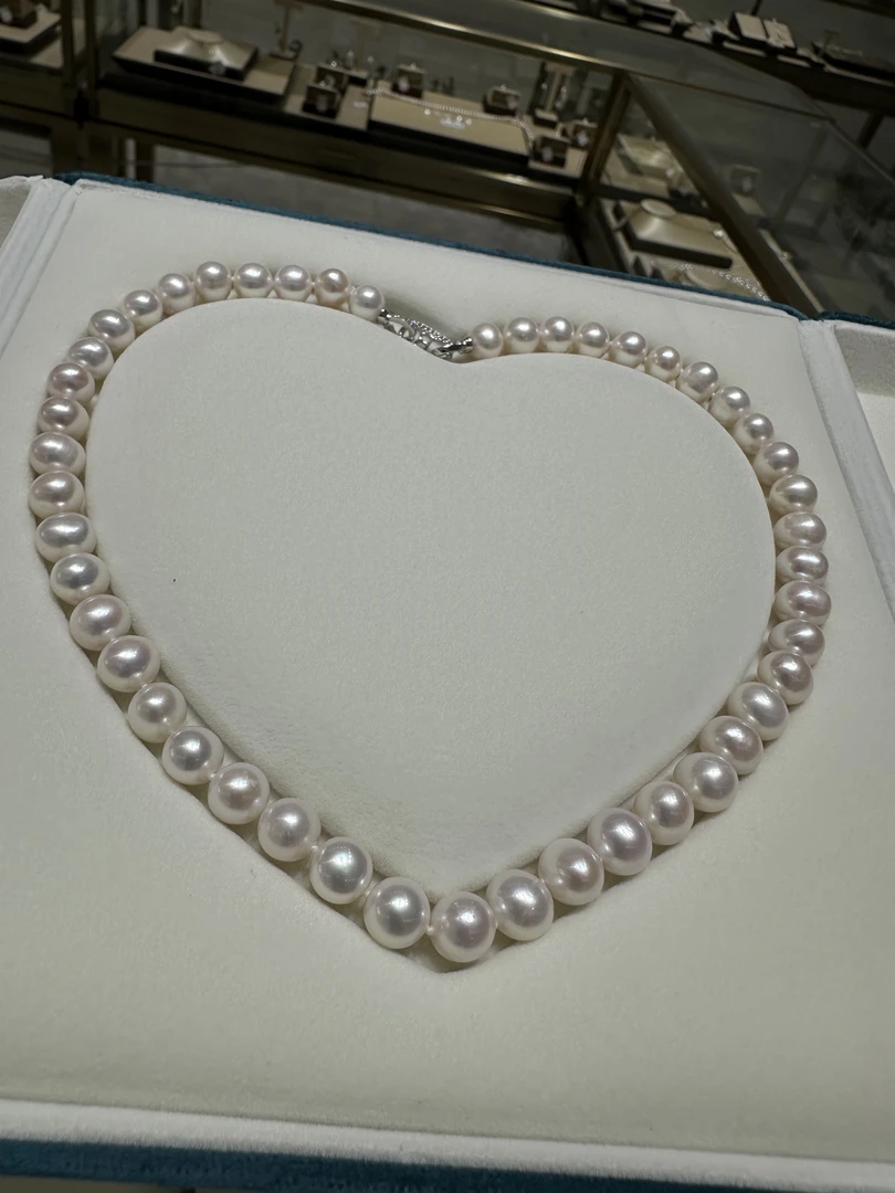 天然珍珠项链/S925银扣/白色/时尚/经典大气/百搭9-10mm