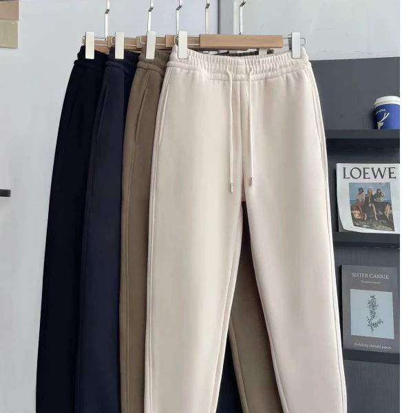 2024新款加绒防风束脚裤时尚休闲百搭松紧腰冬季卫裤372款