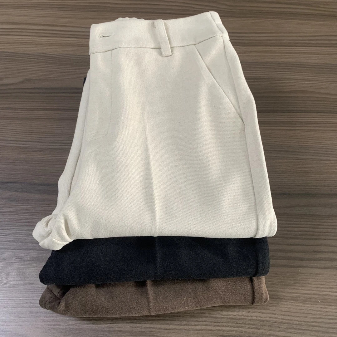 秋冬毛呢加厚烟管裤通勤裤时尚百搭高腰裤长95