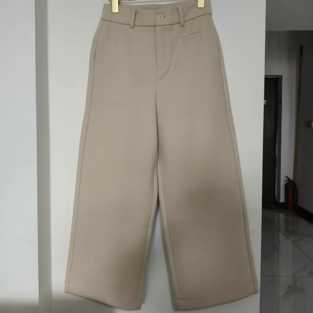 冬季毛呢九分阔腿裤法棍裤靴裤裤长92厘米显气质优选时尚休闲