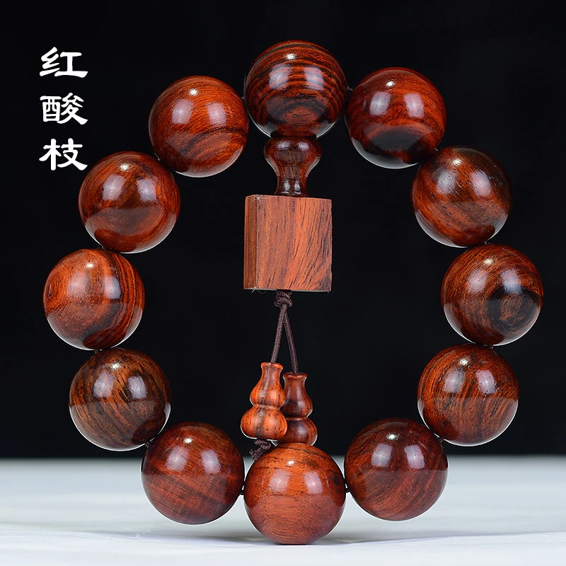 文创福利天然老挝大红酸枝佛珠手串国标红木男士档位珠高油密文玩