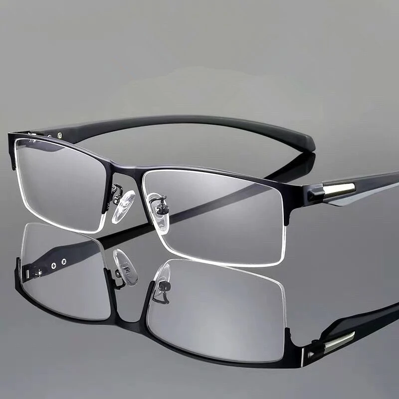 男士商务近视眼镜金属眼镜框新款半框眼镜防蓝光抗疲劳电脑护目男