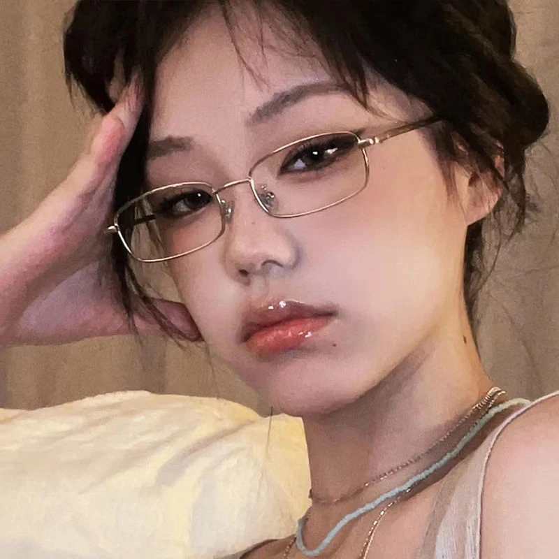 复古女式小框眼镜禁欲风窄边框素颜镜防蓝光近视眼镜有度数装饰款
