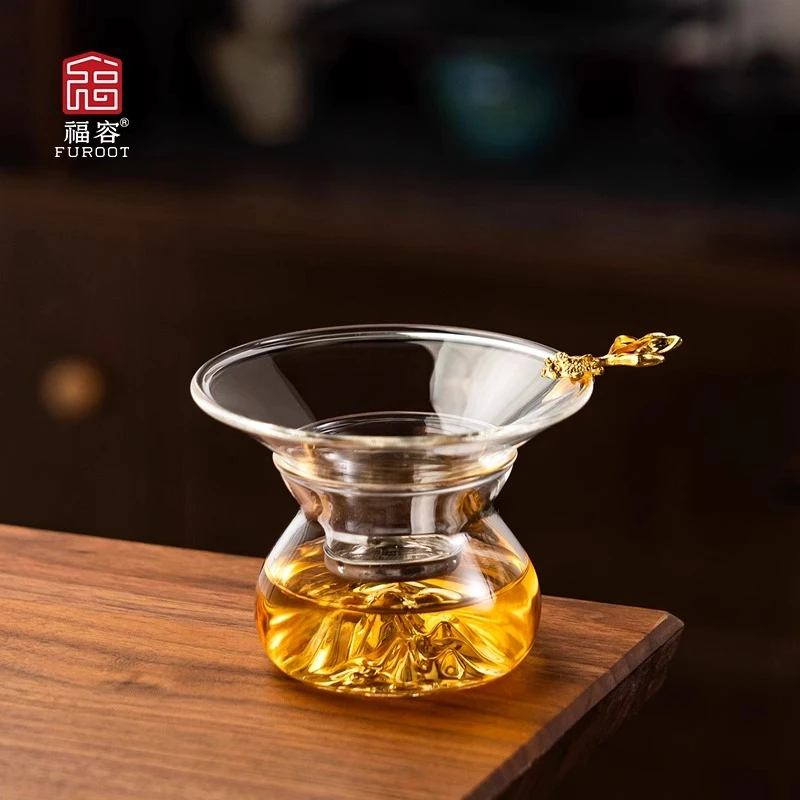 福容创意金鱼玻璃茶滤观山滤茶器过滤茶叶茶具配件过滤器家用茶漏