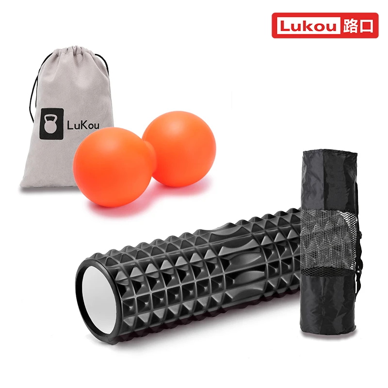 Lukoufitness泡沫轴狼牙滚轴瑜伽用品肌肉滚轮轴按摩轴瑜伽柱放松