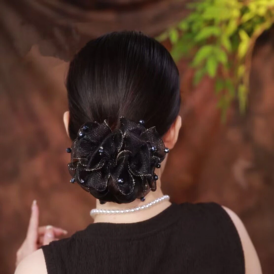 百搭黑色复古大肠发圈女绑发花苞头发绳超大蓬松显发量橡皮筋头饰