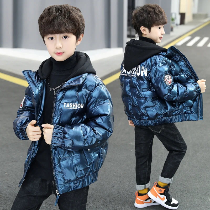 男童冬装加厚棉服2023新款中大儿童装压花连帽棉衣冬季棉袄外套潮
