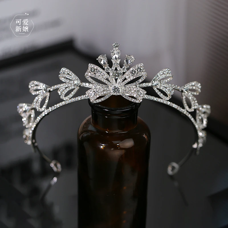 高级感甜美皇冠超仙减龄水晶蝴蝶公主王冠新娘主婚纱头饰A014