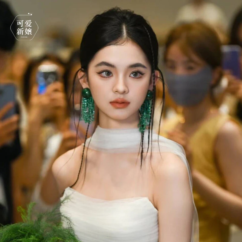 合金耳饰 新娘耳饰波西米亚风绿色个性耳饰轻奢高级感20240627