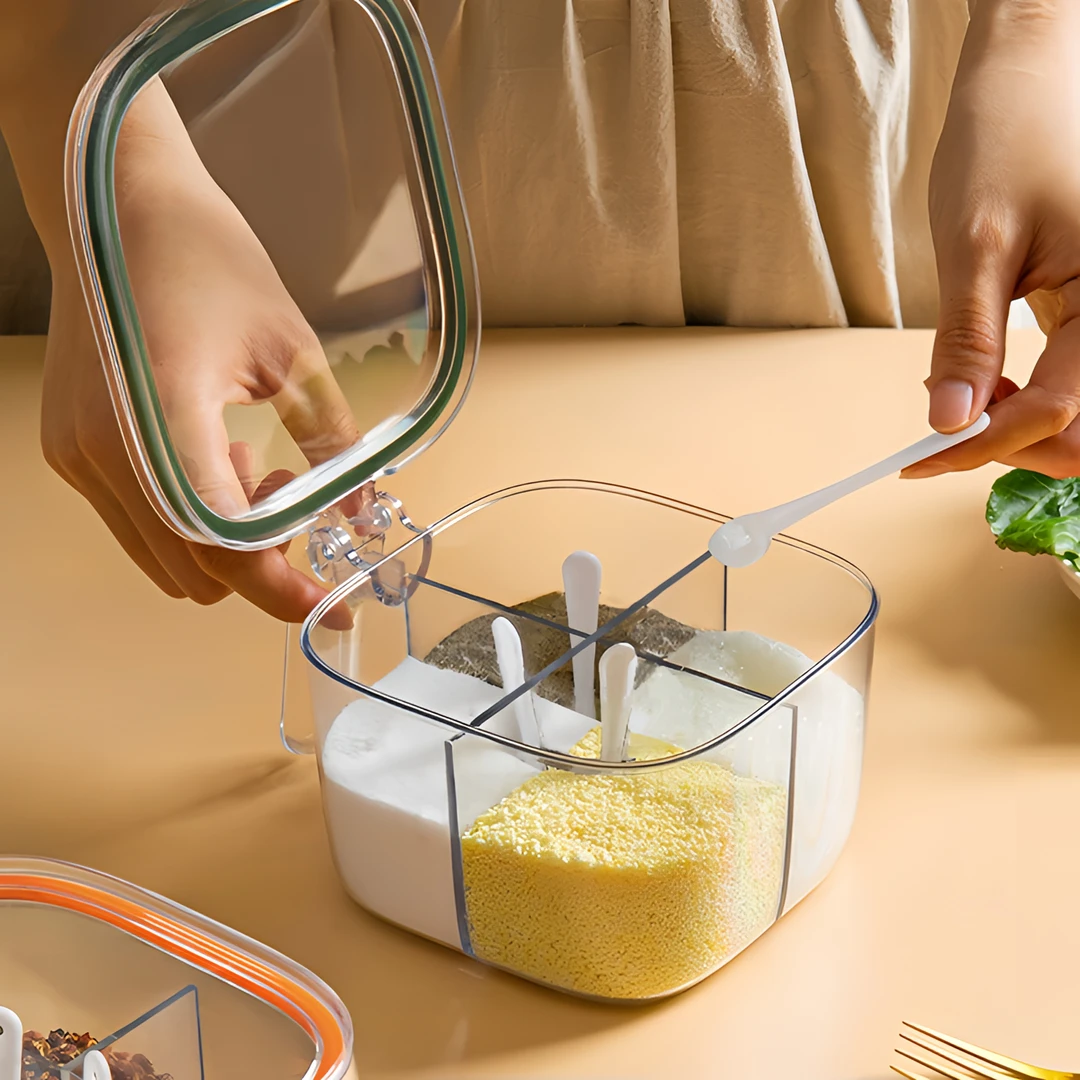 调料盒四合一体多格厨房调料罐盐味精胡椒收纳佐料调味瓶套装组合