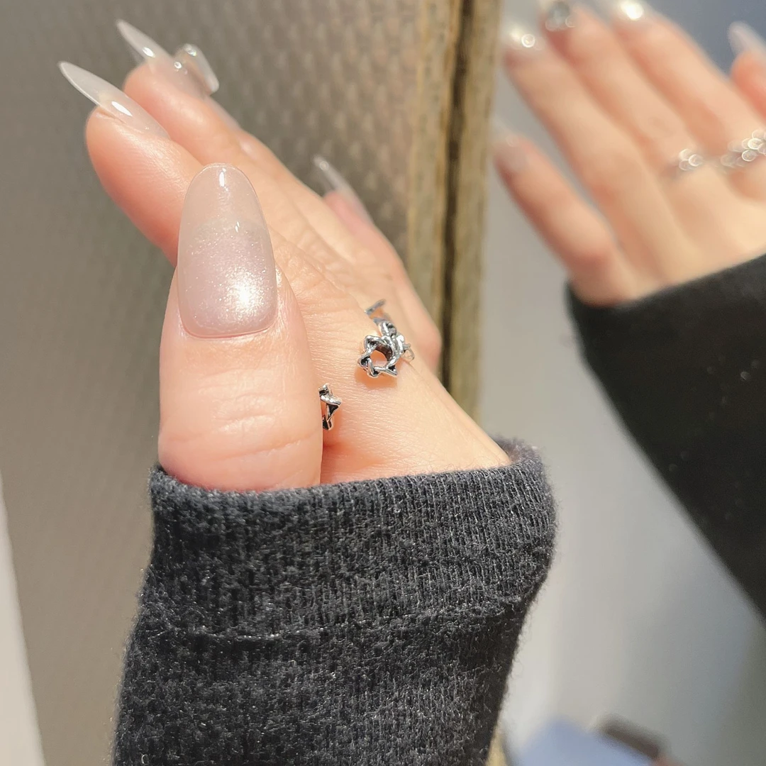 秋冬高颜值纯手工清透白开水玻璃珠小灯泡猫眼高级感爆闪穿戴甲