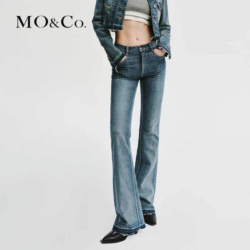 【土耳其棉】MOCO做旧拼色低腰微喇牛仔裤MBD1JEN003