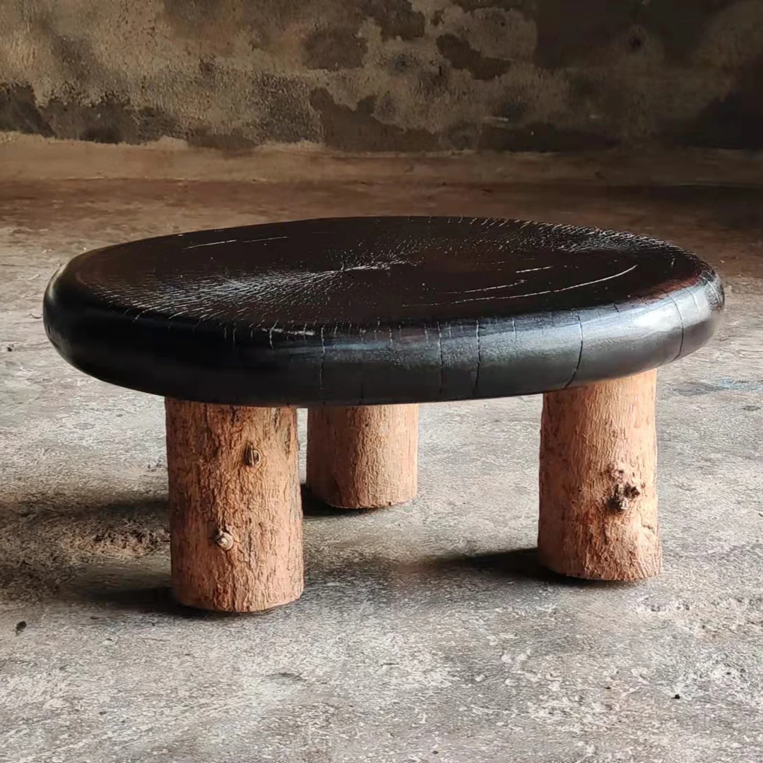 黑色的云 设计师原创手作进口依阳木板凳侘寂风格摆件日式木凳子