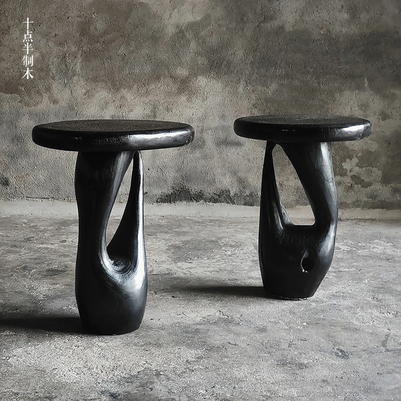 十点半制木 人鱼几原创设计艺术边几茶几侘寂风民宿网红店床头柜