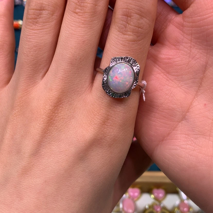 【闪购商品】欧泊戒指裸石定制不退不换银S925镶嵌