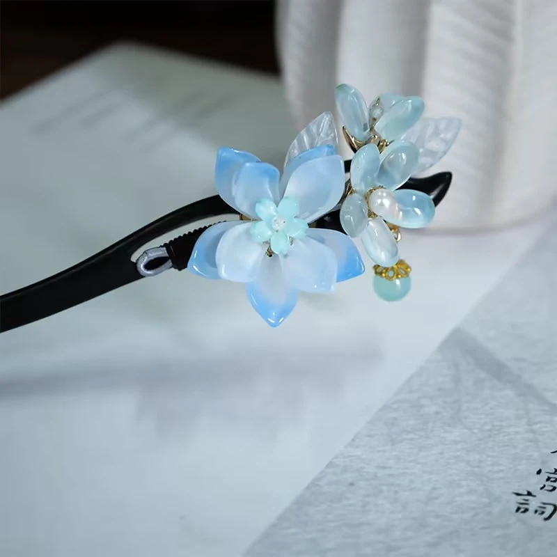 古风发簪旗袍汉服头饰古装盘发配饰黑檀木簪许向星