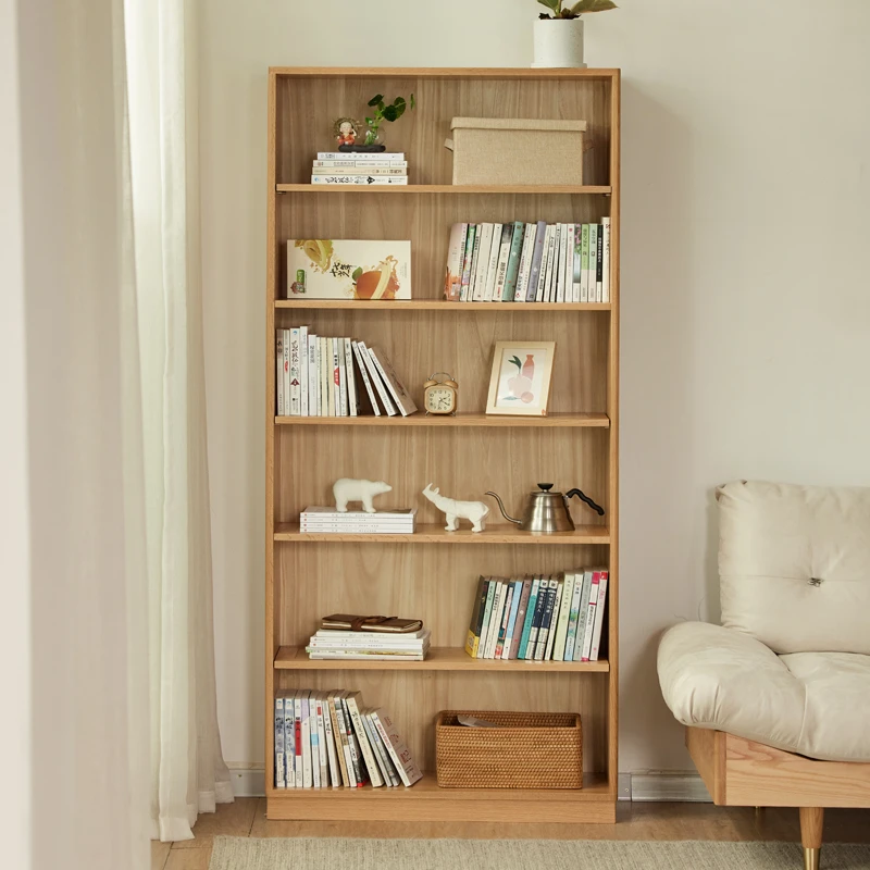 实木书架全实木落地北欧简约橡木书柜组合柜带顶柜学生书橱