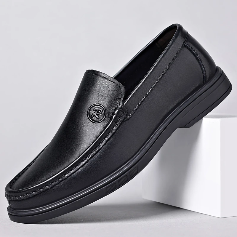 hanpai/韩派男士2023新款真皮中年商务休闲鞋软底防滑英伦风皮鞋