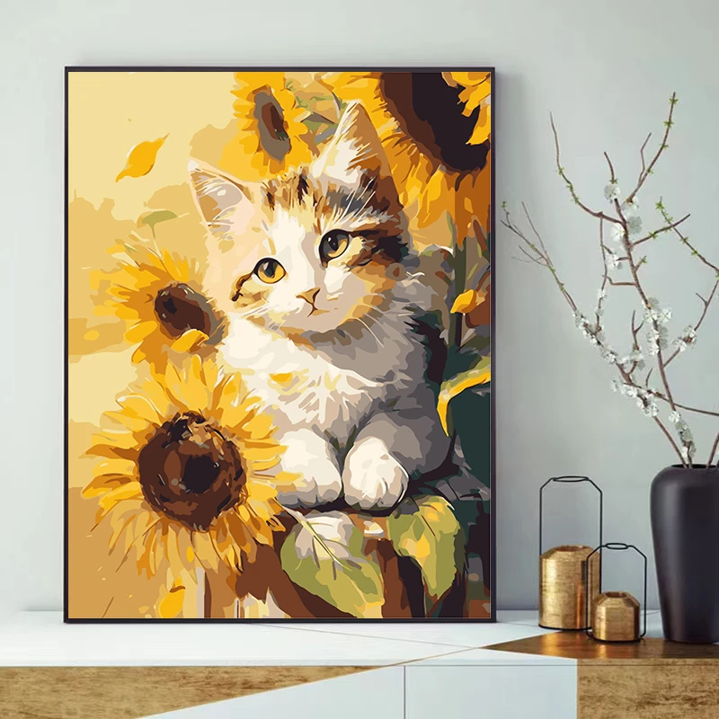 数字油画diy手工填色治愈系简约丙烯油彩画填充装饰画手工画礼物