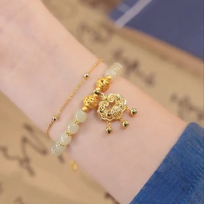 福牌平安锁手链双层手串2025年新款火爆款网红饰品