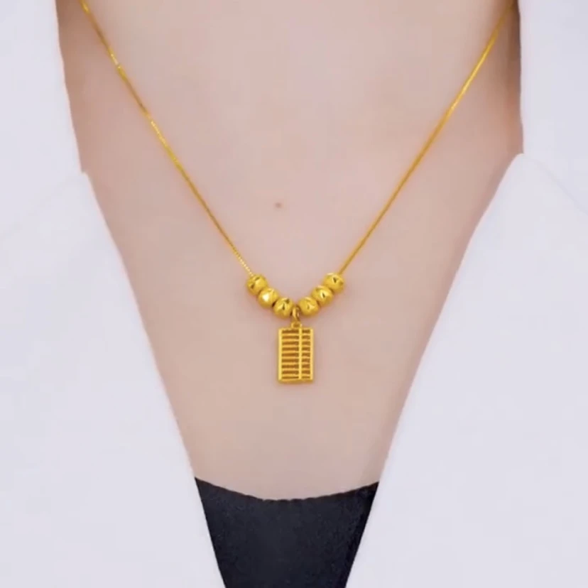 六珠小算盘吊坠项链时尚百搭锁骨链小众设计女款项链