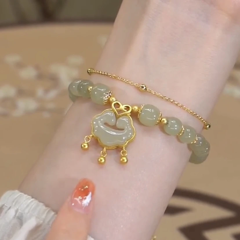 铜合金手链 双层祥云平安锁手链2025新款火爆款时尚百搭网红饰品