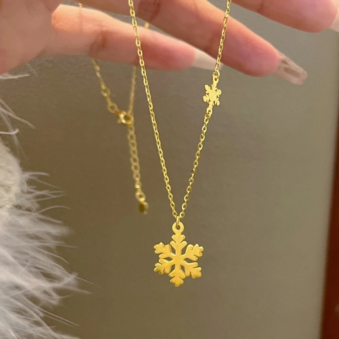 钛钢项链 未央花初雪有你雪花项链女新款小众设计感锁骨链