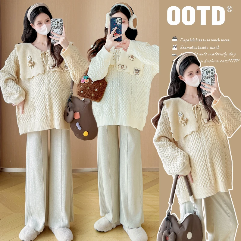 Y3208#10.13新款2024孕妇秋冬新款时尚宽松显瘦甜美毛衣