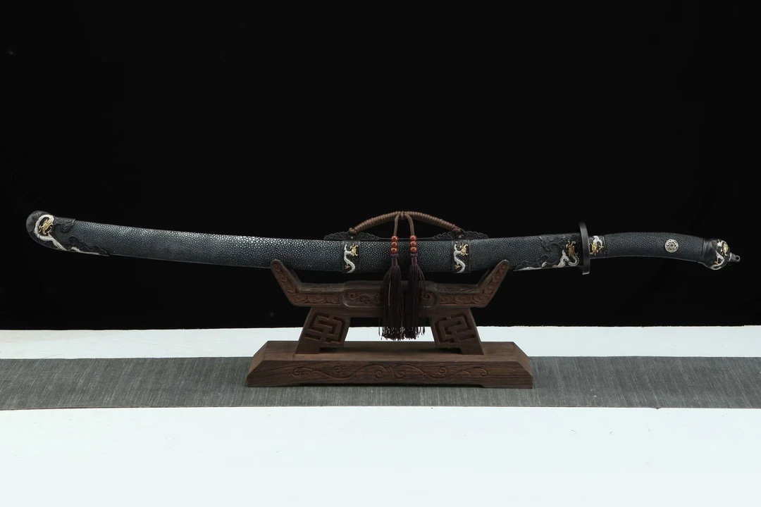 三色铜鎏金银浪里猛龙黑鱼皮款 未开刃