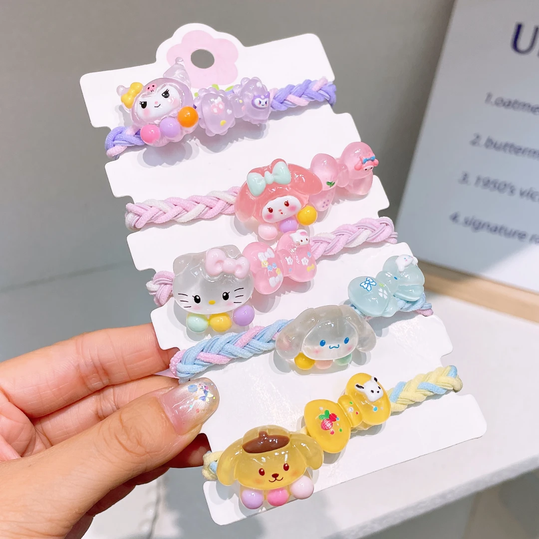 A-3384  d 混色发5个卡通玩偶编织头绳     发圈