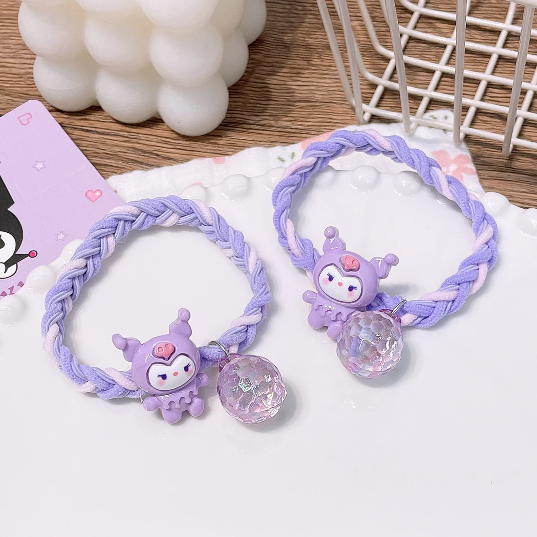 A-5590  d   全身紫库球球双配件儿童卡通高弹力编织头绳 发圈