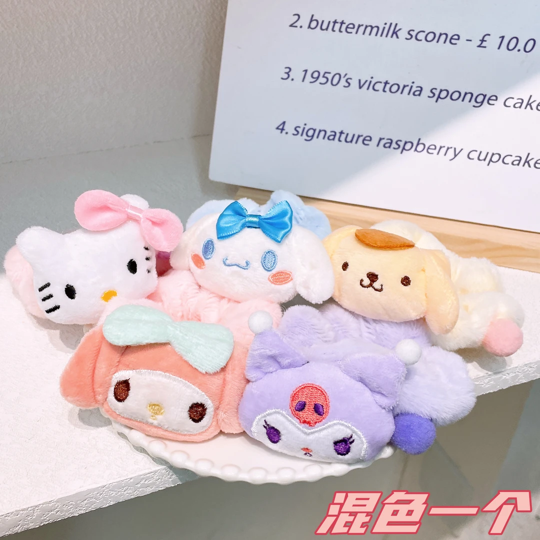 A-5216 d 混色1个卡通玩偶毛绒大肠圈儿童丸子头高马尾不伤发发圈