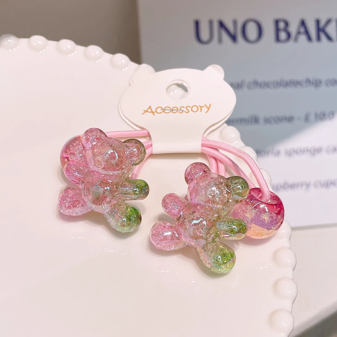 A-3068  bh 1对绿色小熊绕绕 发圈