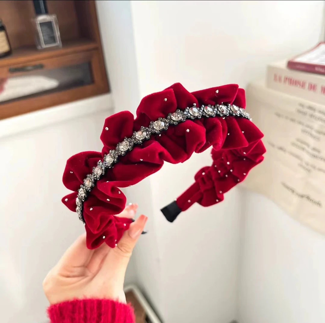 YS-9336 1个酒红花边发箍   发圈