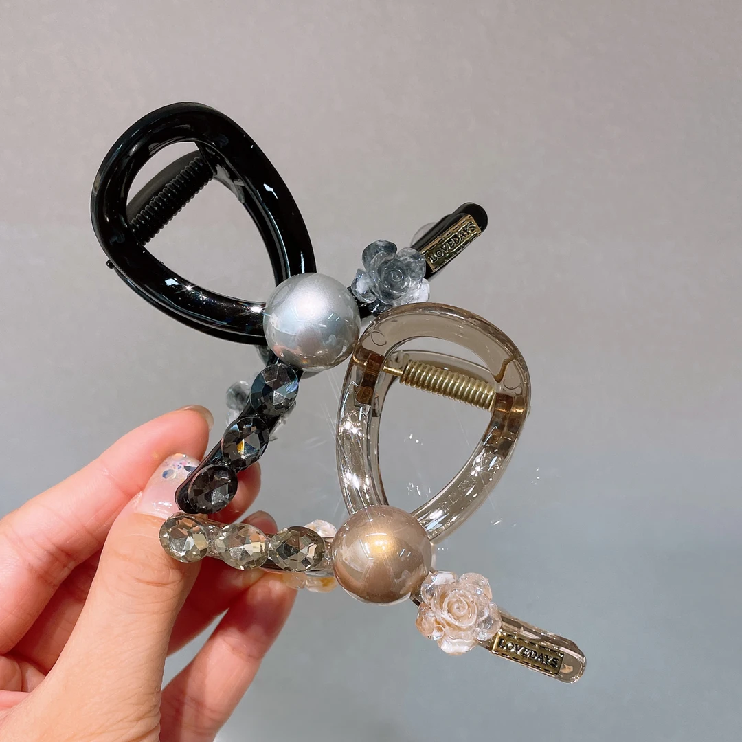 A-3400 8cm 混色1玫瑰抓夹 个发圈