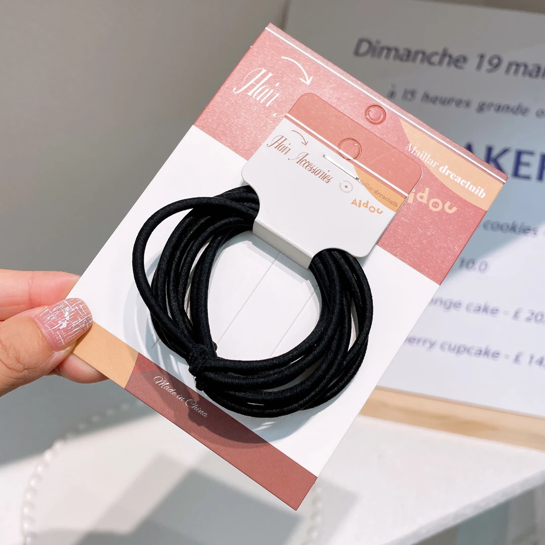 A-4615 ad 4根黑色基础头绳       发圈