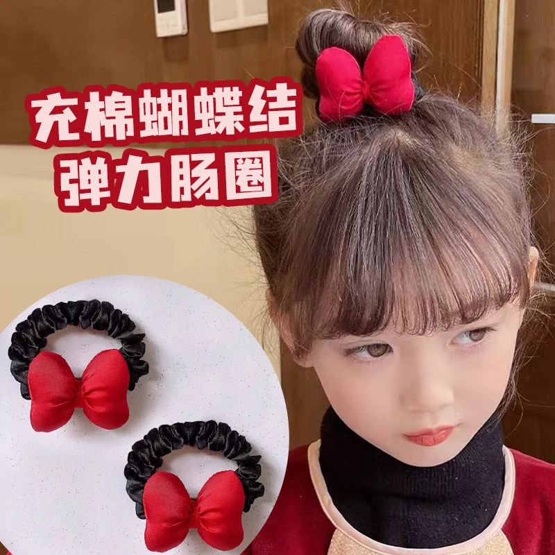 A-5153 2个红色充棉蝴蝶结肠圈         发圈