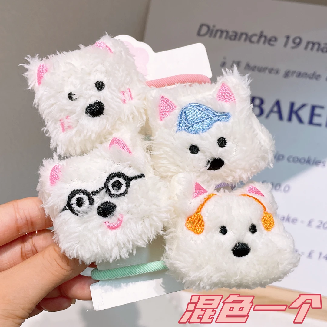 A-4873 d 混色发1个西高地狗狗头绳        发圈