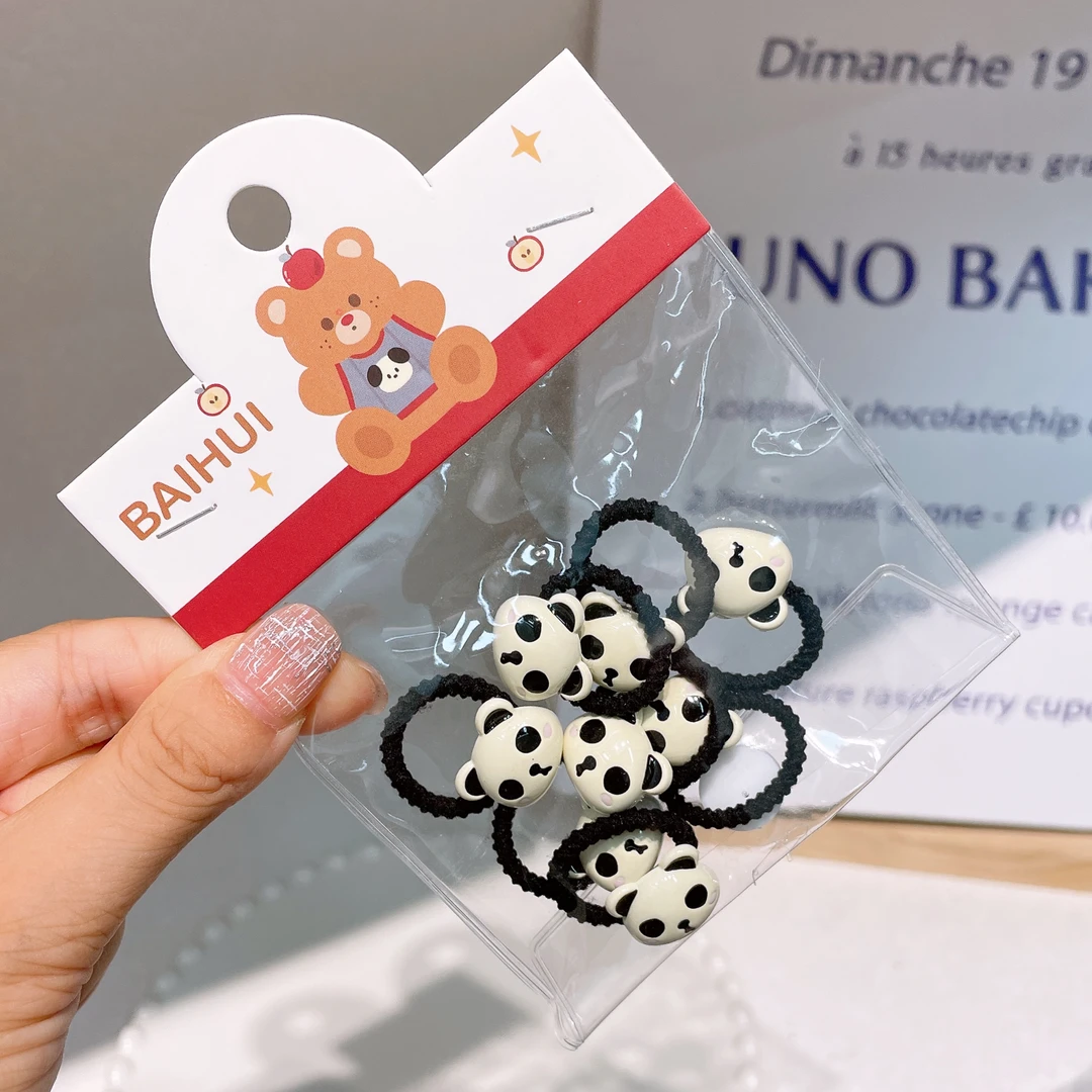 A-4790 bh 1包8根熊猫头绳儿童皮筋发圈