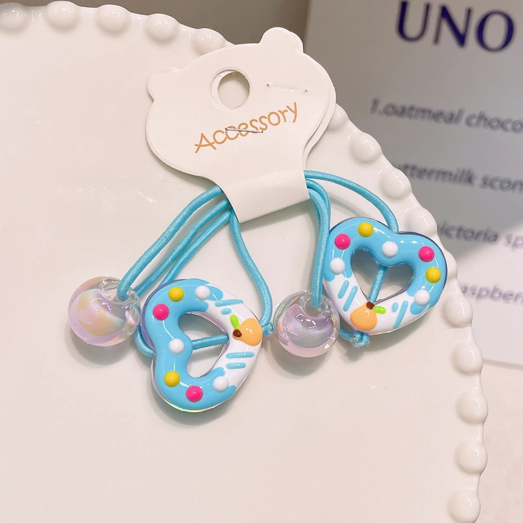 A-2983  bh 1对蓝色爱心头绳 发圈