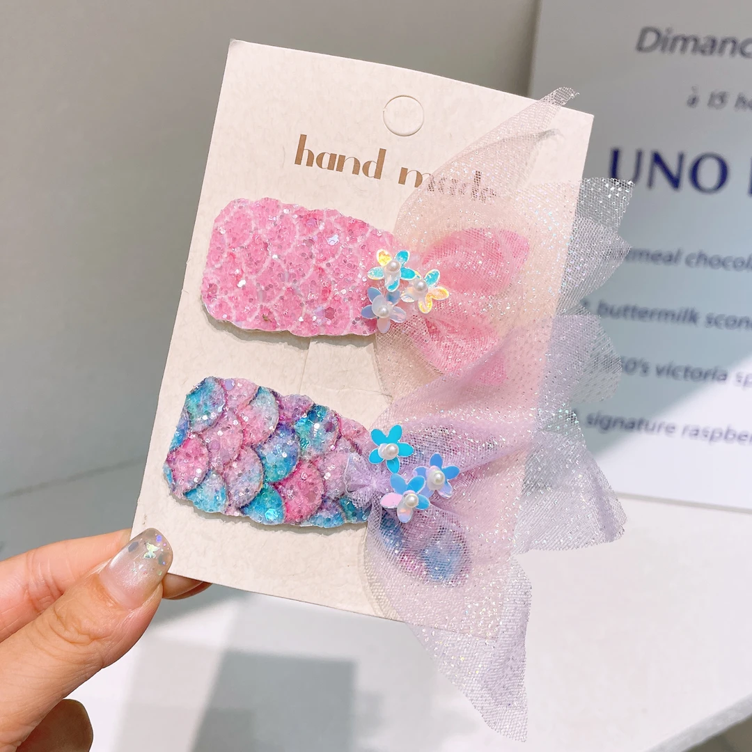 A-2166  1对ab款全粉蓝粉纱纱鱼尾       发圈