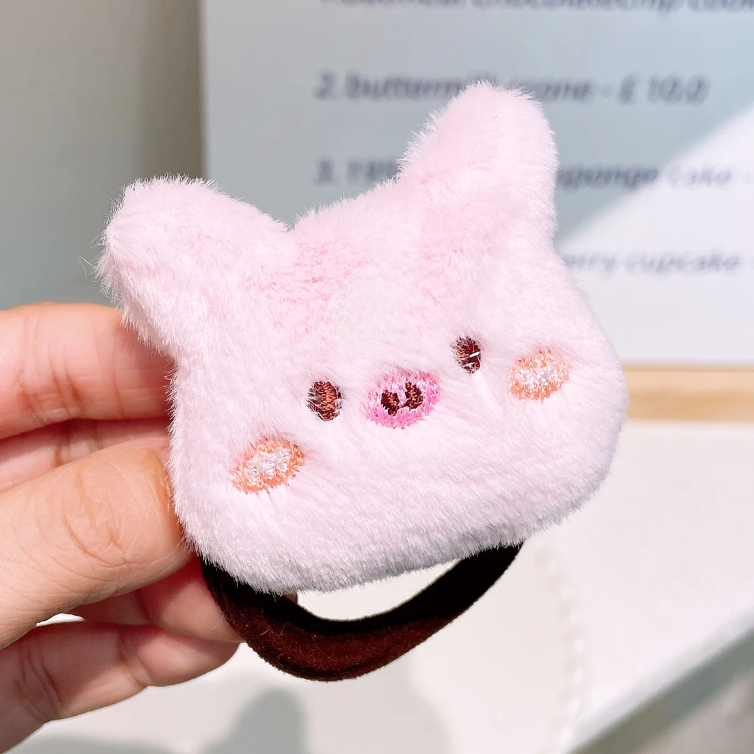 A-5334   1个粉色毛绒充棉小猪耐用高马尾不伤发面膜圈      发圈