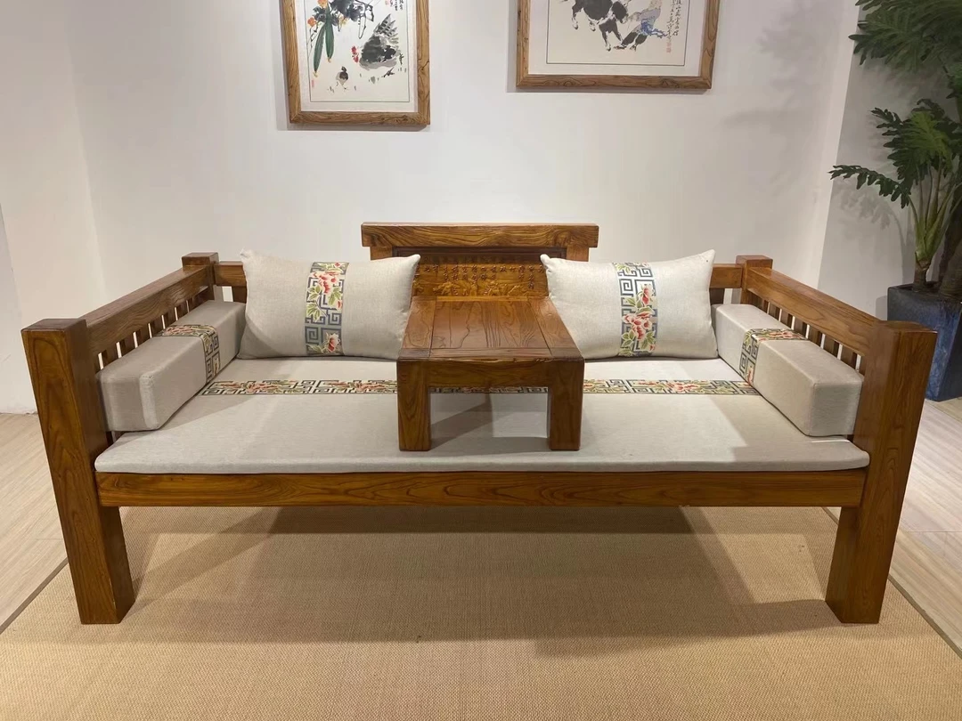 精工老榆木手工拉丝千里马罗汉床