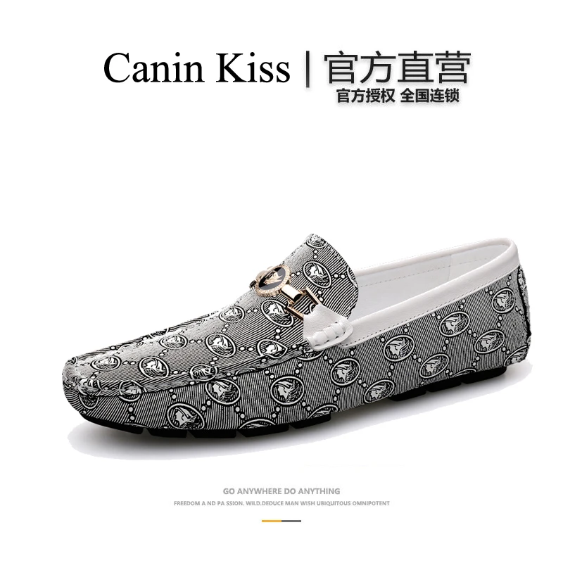法国Canin Kiss正品高档轻奢男鞋休闲鞋男士豆豆鞋时尚个性潮鞋