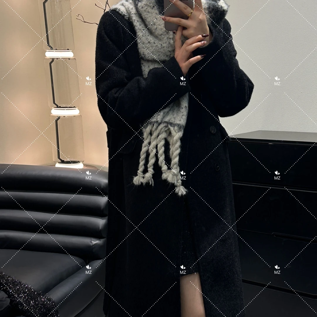 黑长大衣羽绒服--362