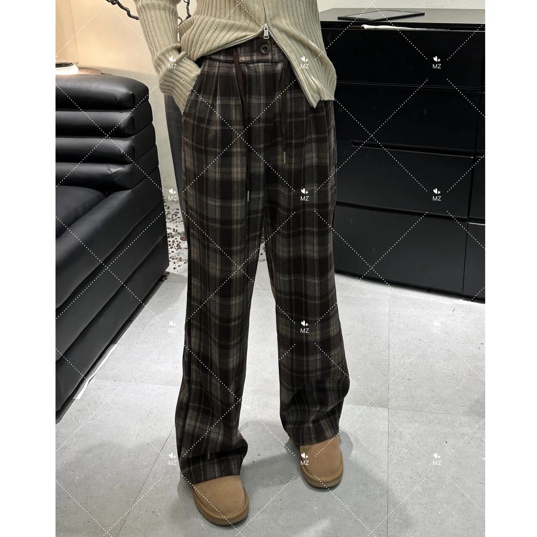 咖色格格直筒裤--306